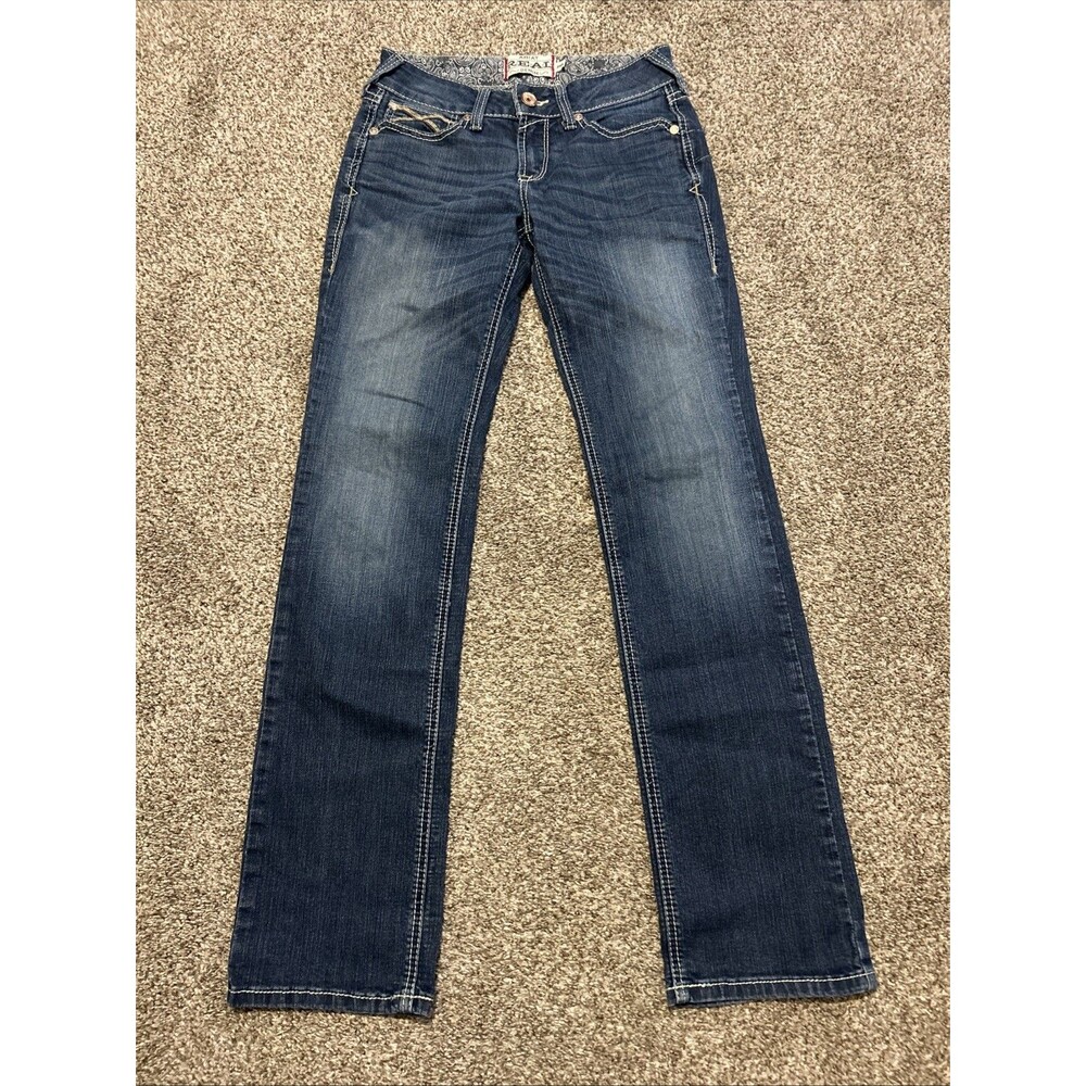Ariat Real Denim Jeans Women 28L Blue Straight Leg Mid Rise Stretch Western